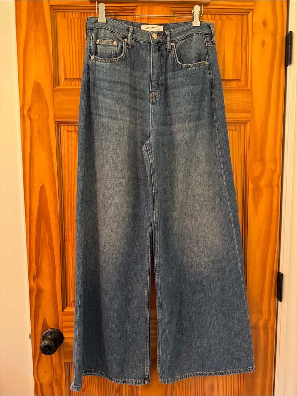 ZARA Premium Denim Collection Wide-Leg High-Rise Jeans